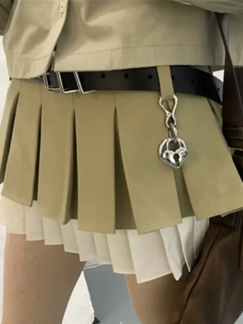 Стильная плиссированная юбка с высокой талией в американском стиле для женщин