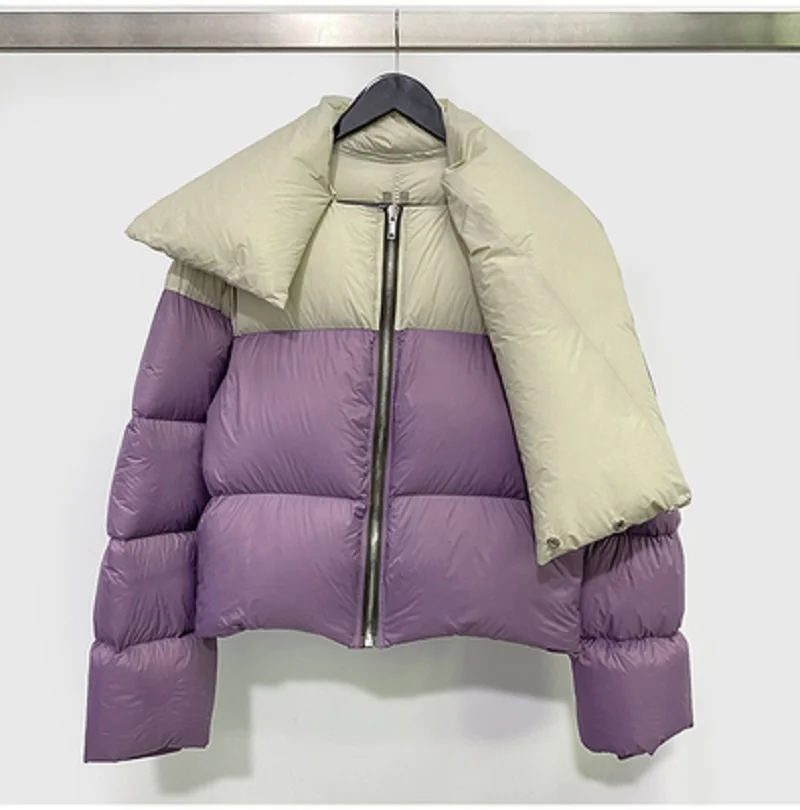 

Rickowen dark series RO short pilot scarf down jacket Stand collar Luxury brand Rick owen