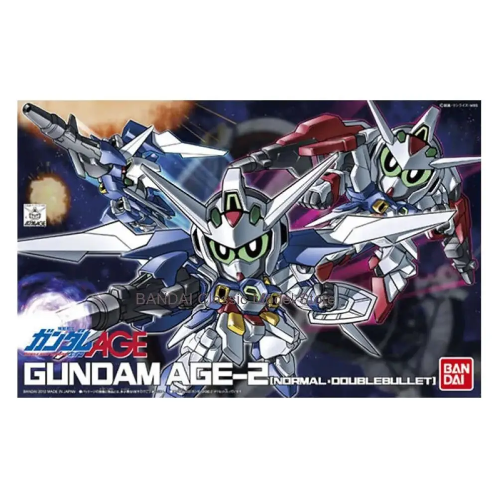 Фото Оригинальный набор для сборки модели Gundam от Bandai, аниме-фигурка SD BB AGE-2 Doublebullet, коллекционная модель Gunpla, аниме-фигурка, игрушки для детей №2
