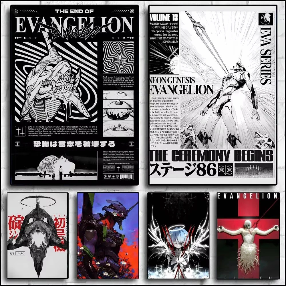 Фото Постер G-Genesis N-NeonS E-Evangelion на холсте, настенный декор, кинопостеры для гостиной, спальни, черно-белый ретро-декор для дома №1
