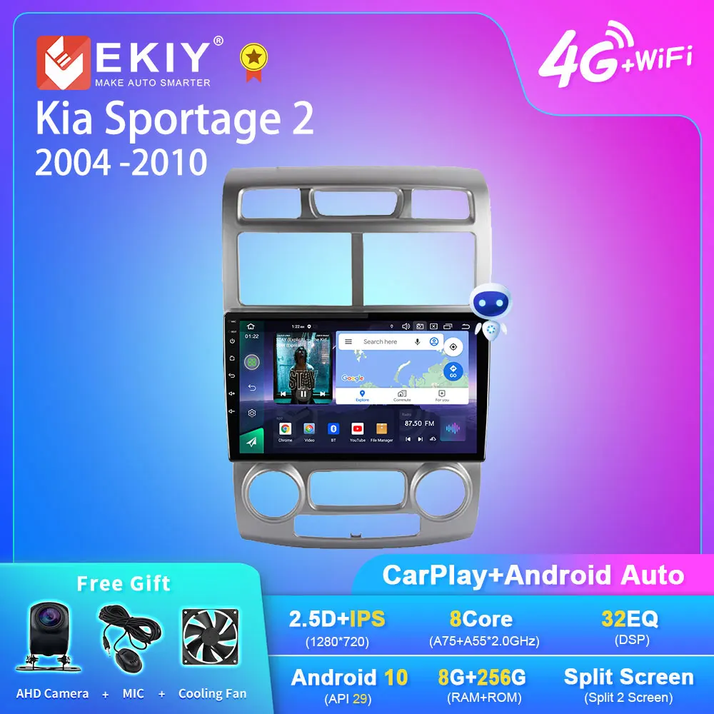 EKIY Q7 Android 10 Car Radio For Kia Sportage 2 2004 2005 2006 2007-2010 Multimedia Player GPS Navi Carplay 2din Head Unit DVD