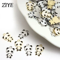 10pcs animal cute enamel panda charms for jewelry making handmade accessories pendant findings zinc alloy necklace earring craft