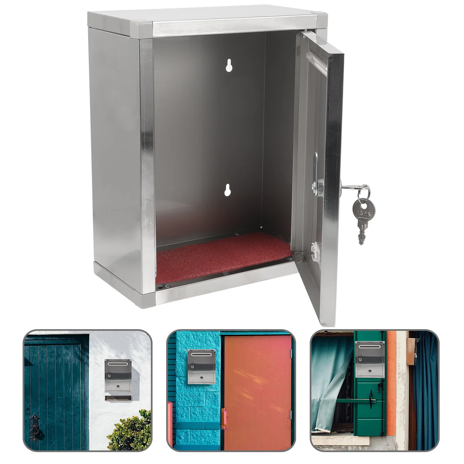 

Wall Mount Mailbox Suggestion Collect Bin Stainless Steel Complaint Lockable Letterbox Office