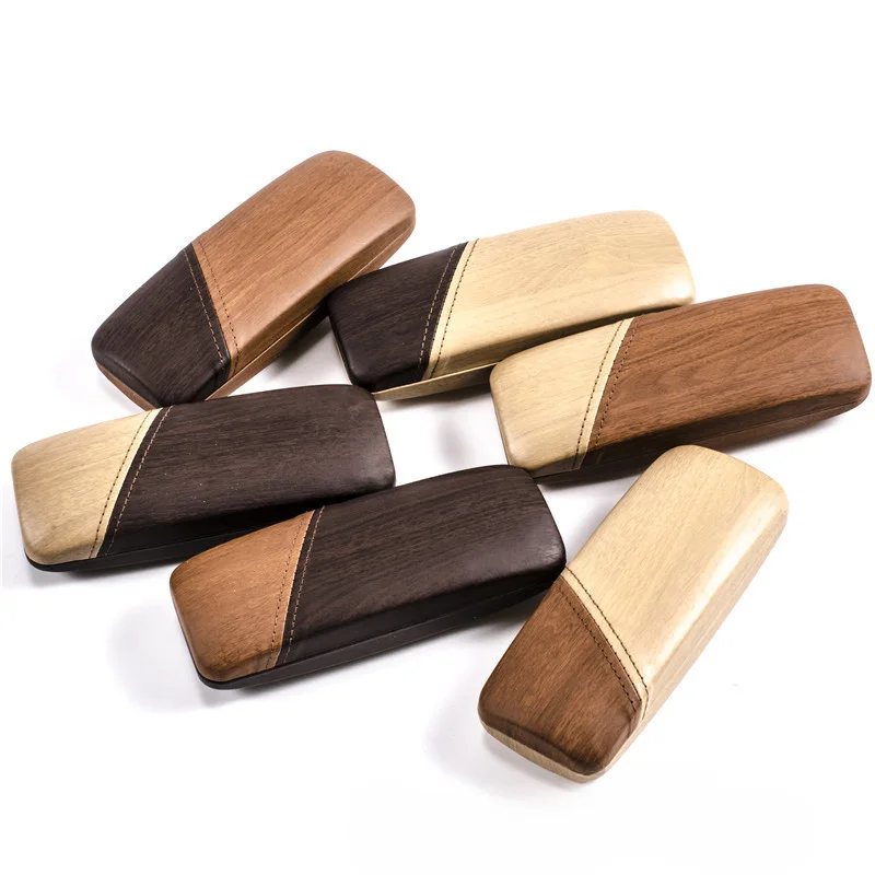 

Fashion Glasses Case Pvc Wood Grain Leather Glasses Case Optical Myopia Mirror Plate Mirror Student Glasses Storage Box