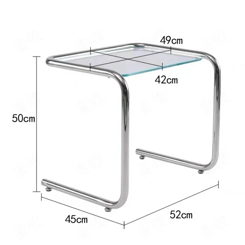 Приставной столик из хрустального стекла с рамой нержавеющей стали. Современный