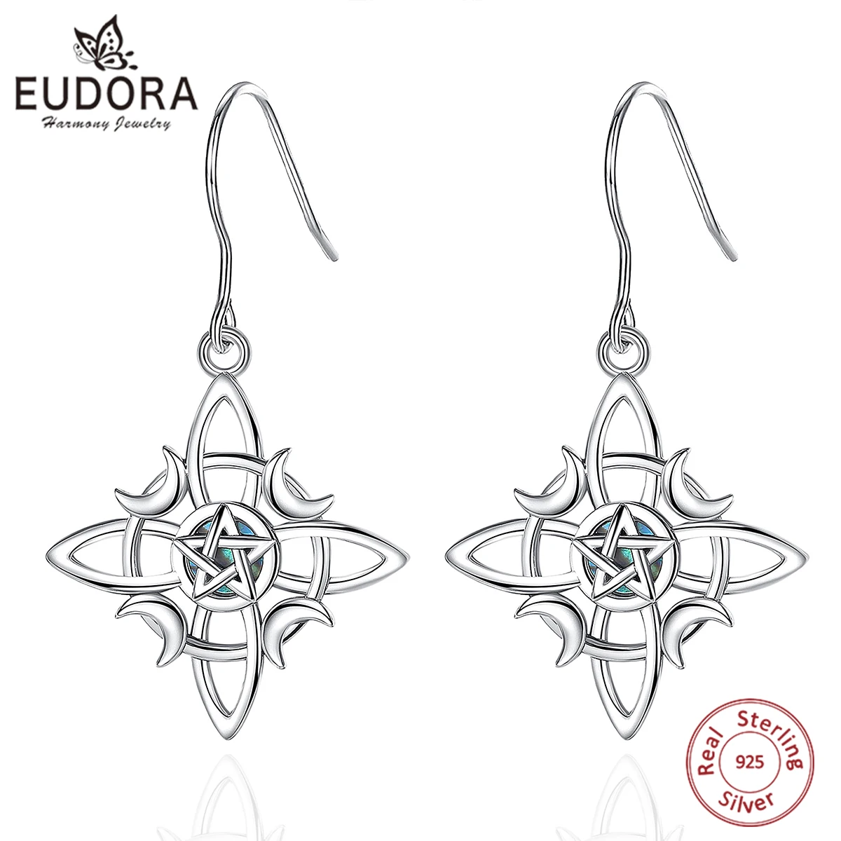 

Eudora 925 Sterling Silver Witch Knot Earrings for Women Natural Abalone Shell Irish Celtic Knot Drop Earing Witchcraft Jewelry