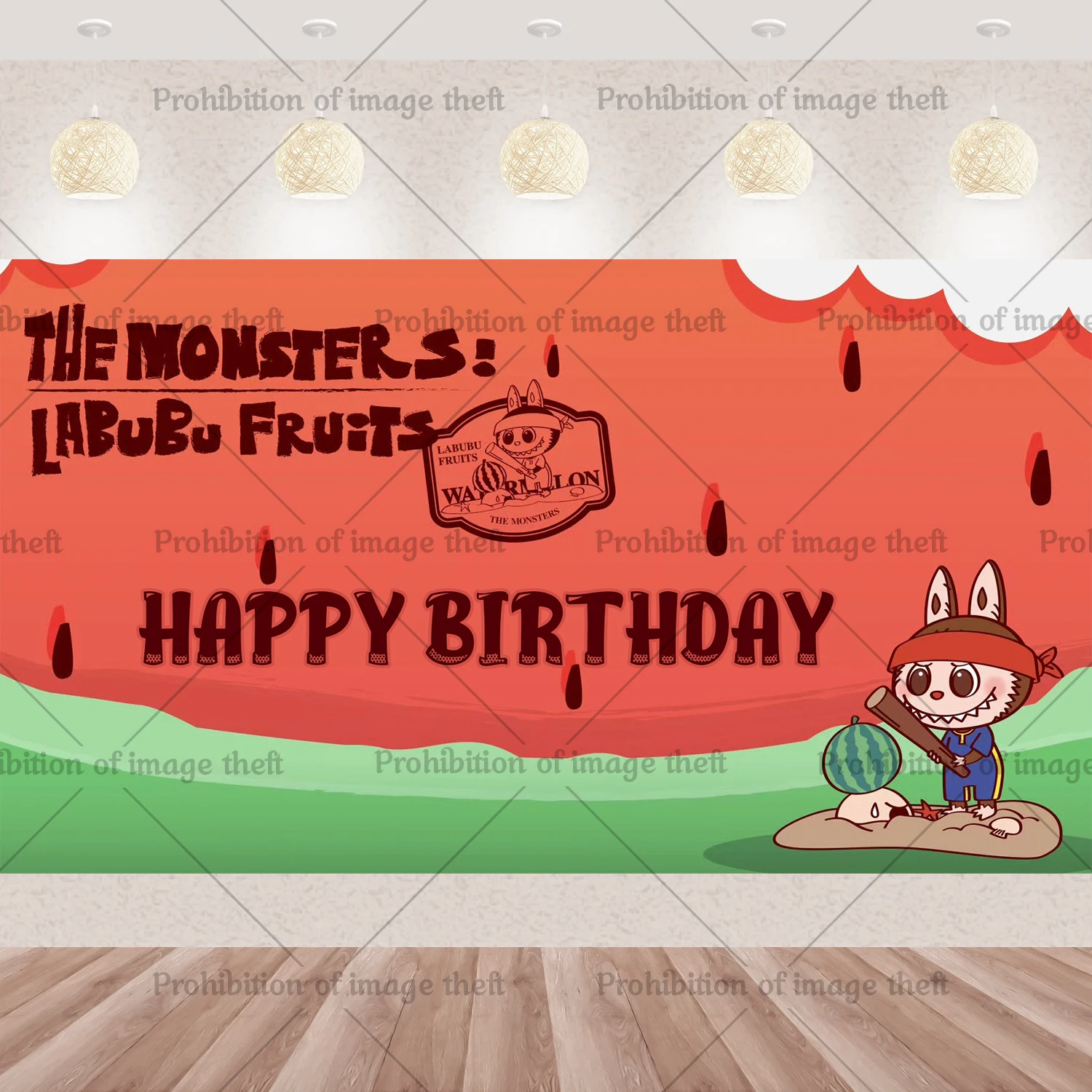 Милый тематический фон L-Labubus для семейных встреч украшение на день рождения