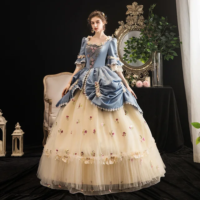 Renaissance 18th Century Baroque Rococo Marie Antoinette Dresses Women Victorian Masquerade Gowns Historical Theater Clothing 2