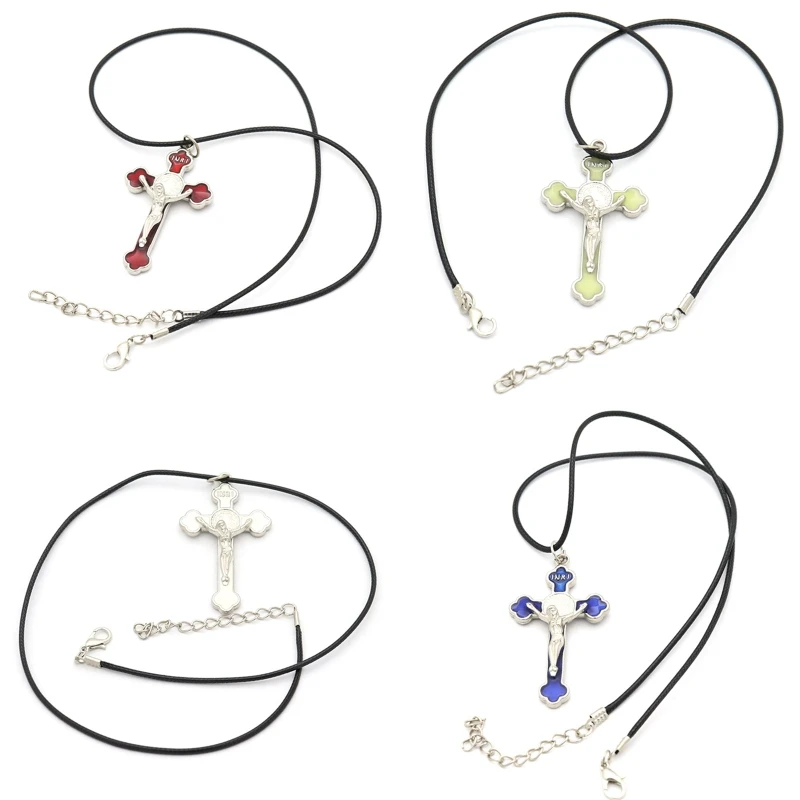 

DIY Necklace Bracelet Enamel Christian Jesus Cross Religious Charm Alloy Crucifix Pendant Jewelry Making Accessories G2AB