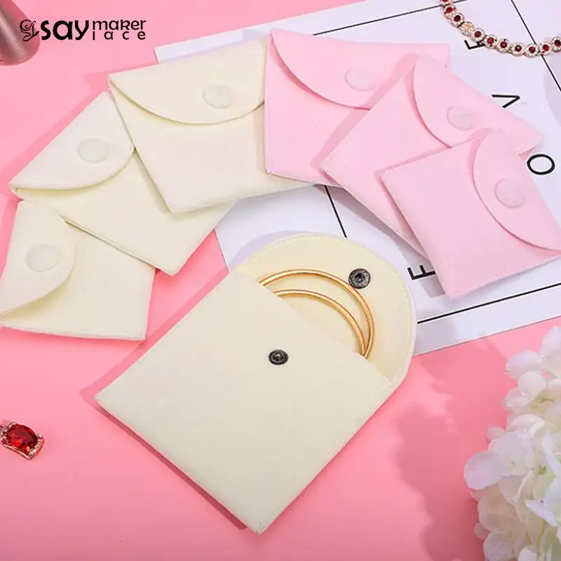 

1PCS Dustproof Snap Button Velvet Pouch For Jewelry Making DIY Package Bracelet Earrings Storage Necklace Ring Holder