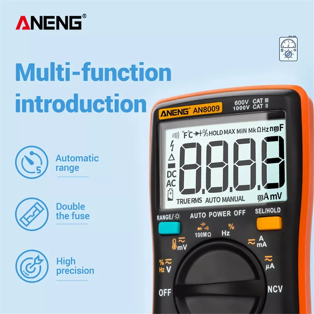 

ANENG AN8009 Digital Multimeter Transistor Testers Capacitor Voltmeter Ammeter Meter Portable Professional Handheld Detector