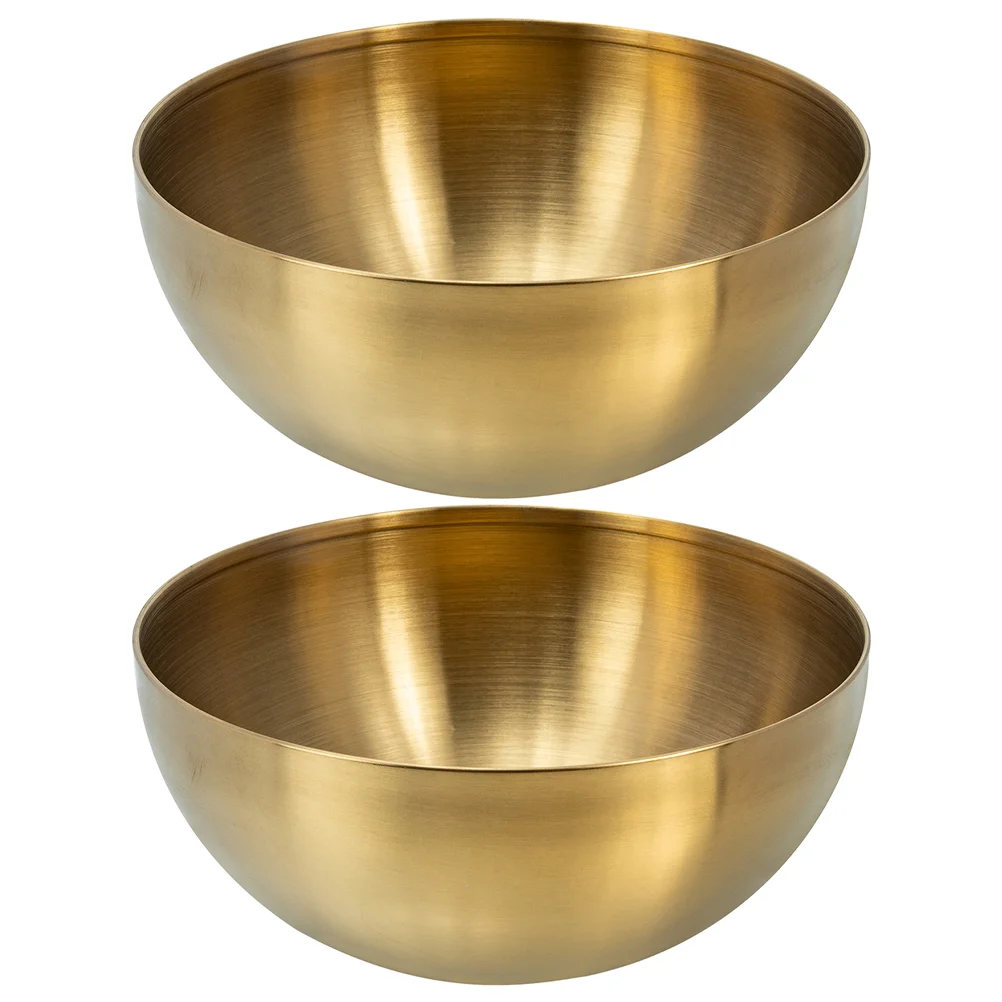 

2pcs Practical Useful Sturdy Cereal Bowls Noodle Bowl Stainless Steel Bowl