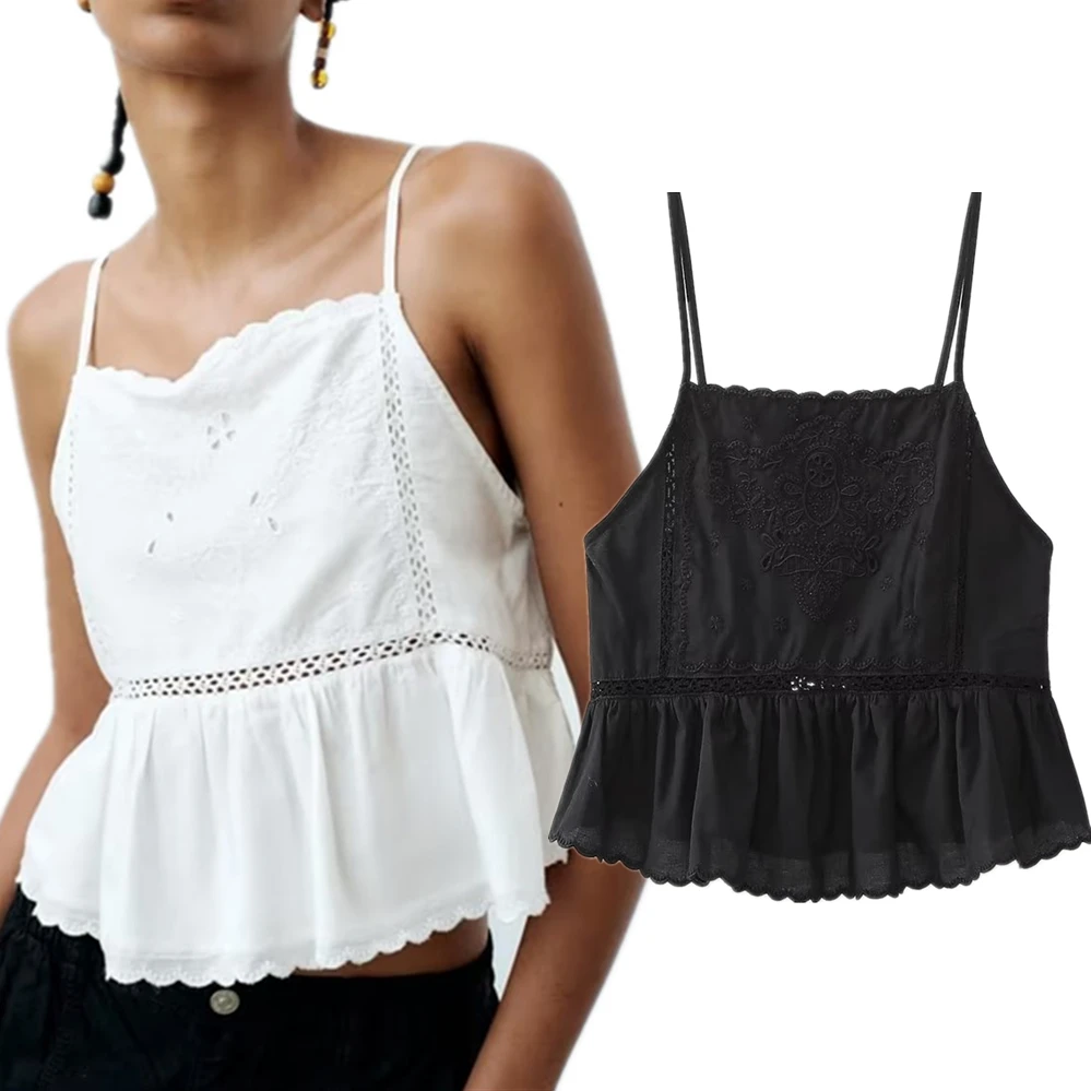 

Elmsk 2023 Летняя мода для девушек в стиле High Street хлопковая рубашка с вышивкой и оборками повседневные топы