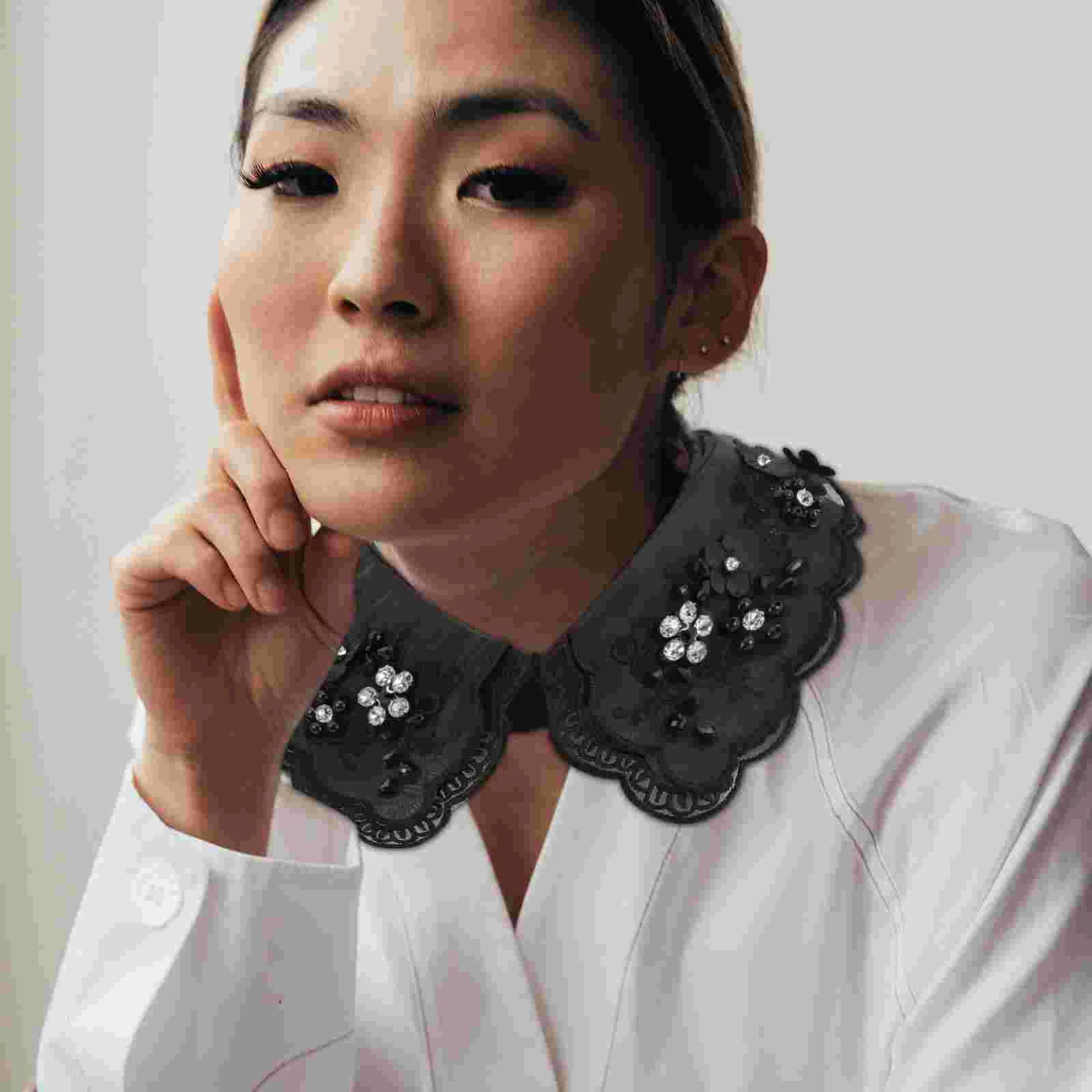 

1pc Retro Embroidery Fake Collar Detachable Blouse False Collar for