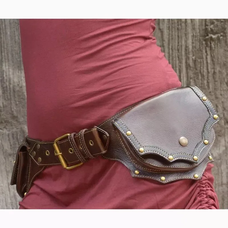 

Medieval Steampunk PU Leather Utility Belt Vintage Hip Bag Pocket Women Festival Waist Fanny Pack Viking Knight Cosplay Wallet