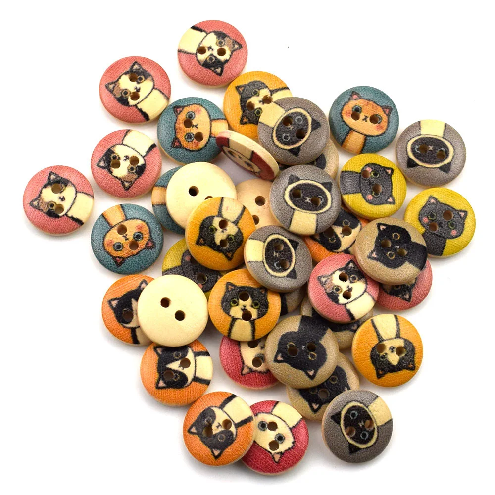 

100 шт., деревянные пуговицы для детской одежды, 15 мм