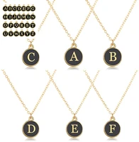 letters pendant initial necklace gold chains color disc pendant necklace alphabet women friends family letter necklace