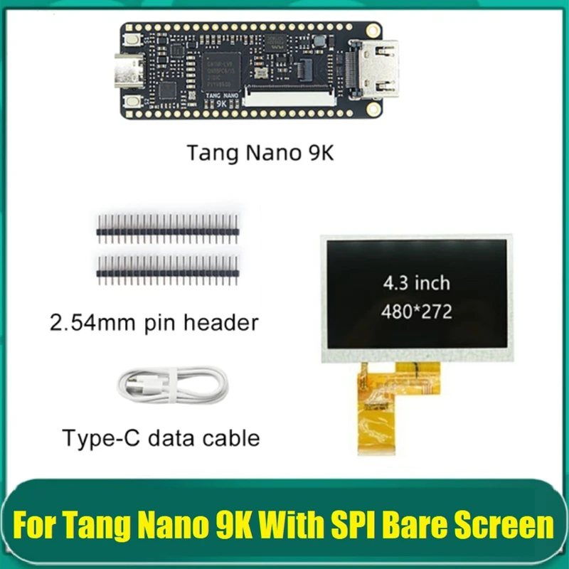 

Для Tang Nano 9K FPGA Goai макетная плата GW1NR-9 RV HD 40P RGB интерфейс с 4,3 дюймовым открытым экраном SPI