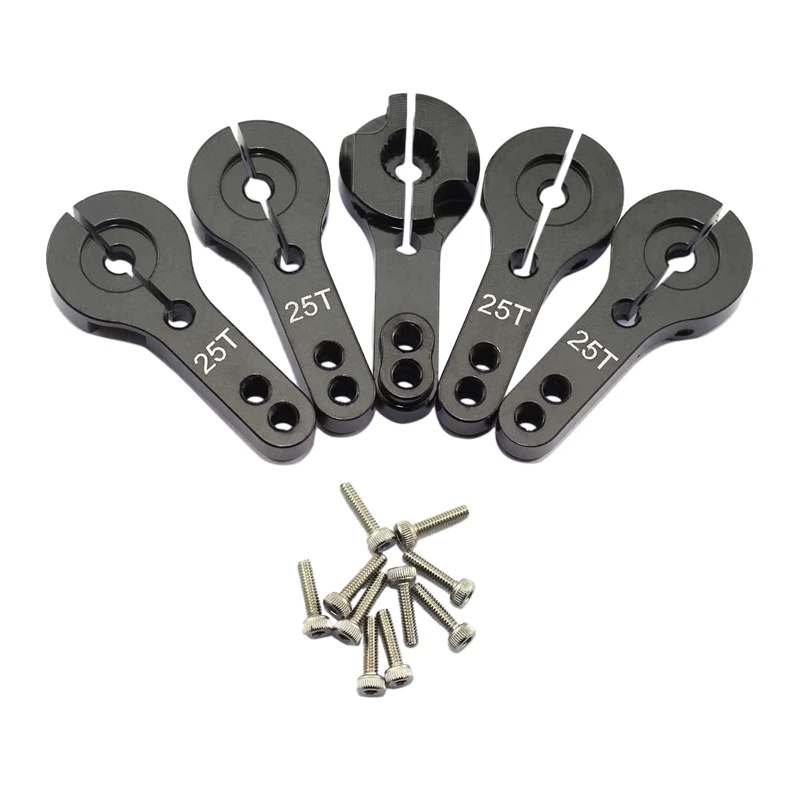 

10 Pack 25T Servo Horn Aluminum Alloy CNC Standard RC Servo Accessories Steering Arm for RC Model Car Robot Boat Black