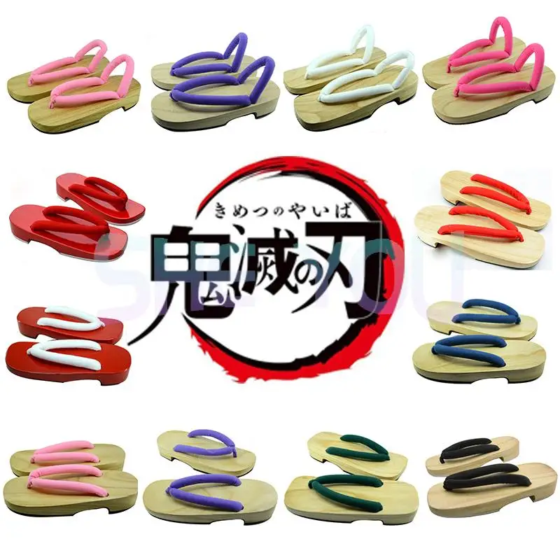 

Anime Demon Slayer Cosplay Kamado Nezuko Clogs Kimono Flip-flops Geta Slippers Shoes Kimetsu No Yaiba