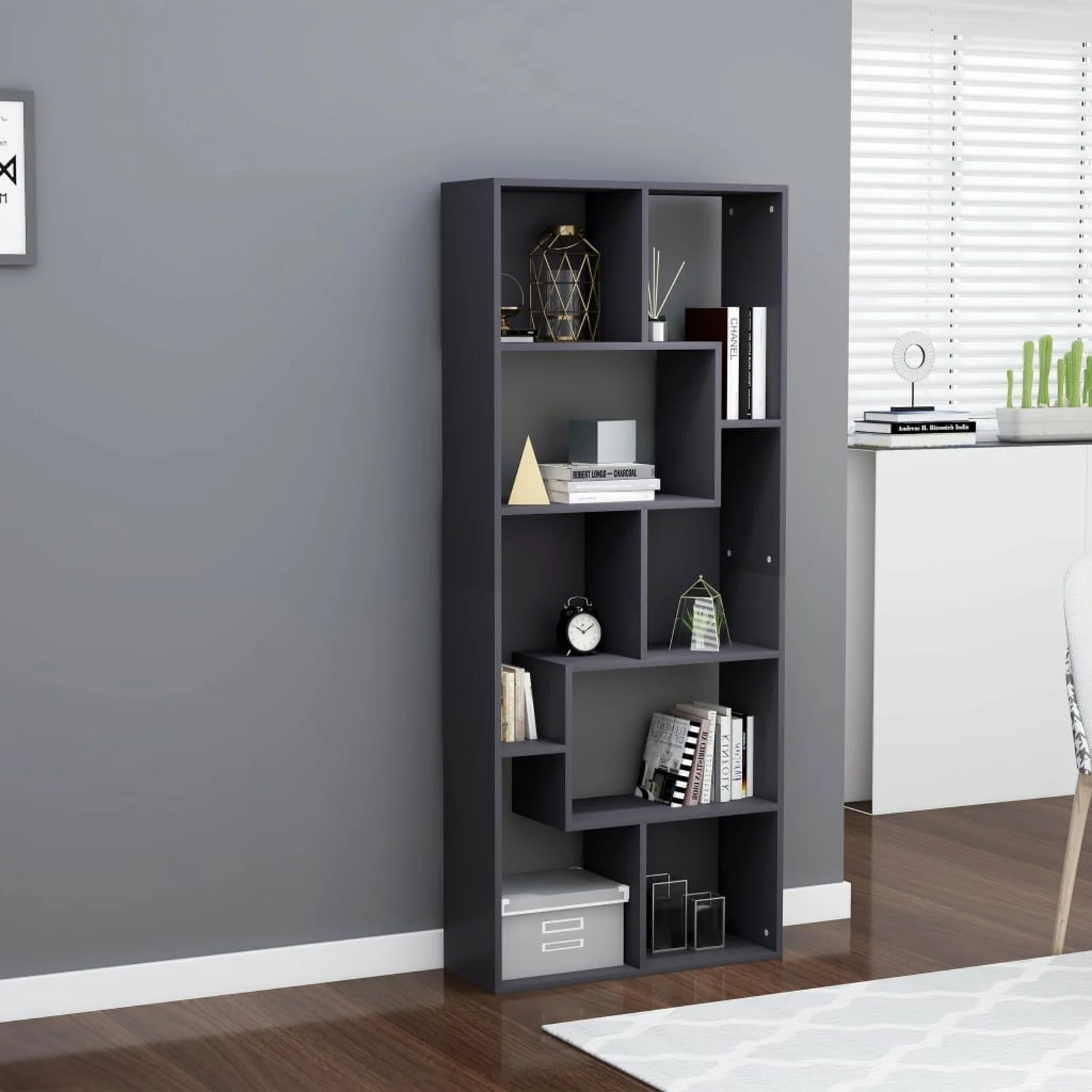 

Книжный шкаф серый 26,4 "x 9,4" x 63,4 "ДСП