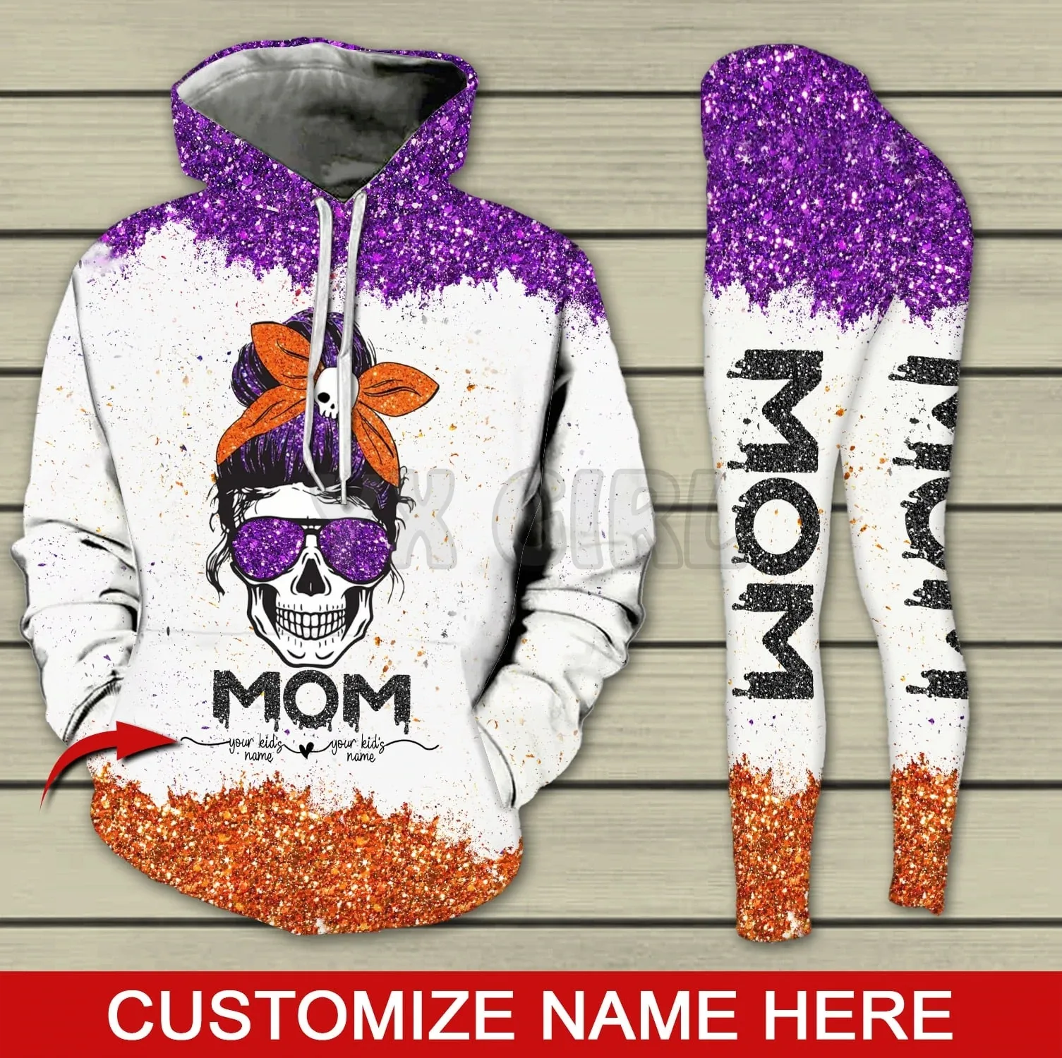 

YX Girl Dragon Combo Hoodie + Legging Combo Outfit Yoga Mom Skull Custom You Name 3D Printed Apparel