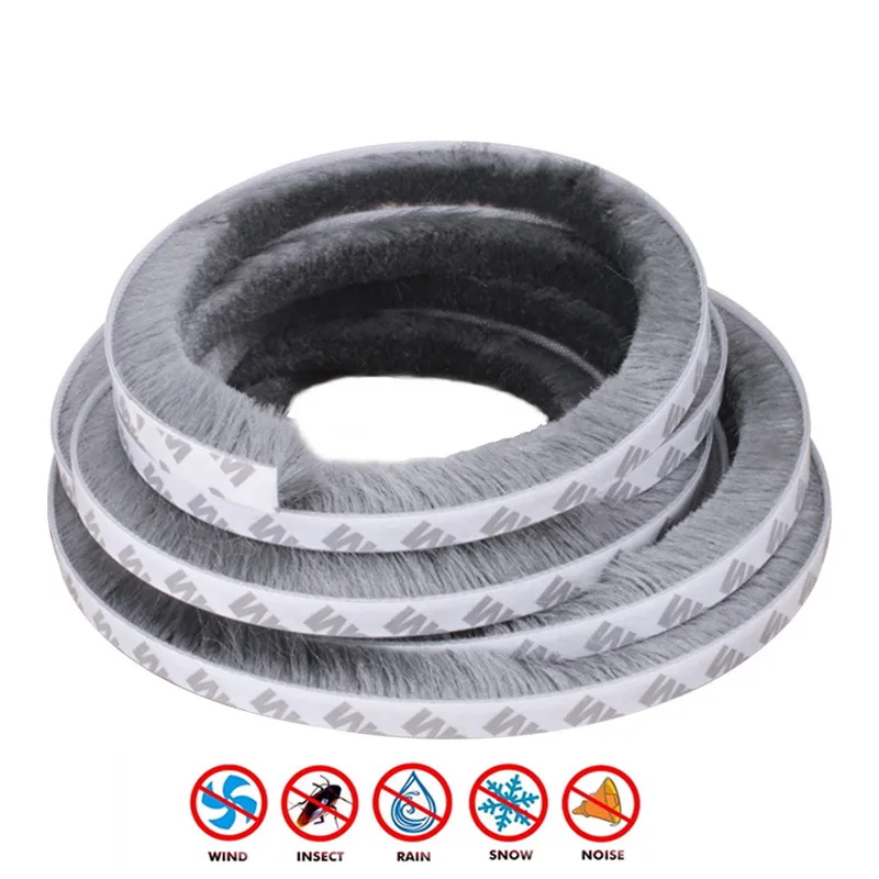 10M Brush Strip Self Adhesive Door Window Sealing Home Wind-proof Sound Insulation Gasket |