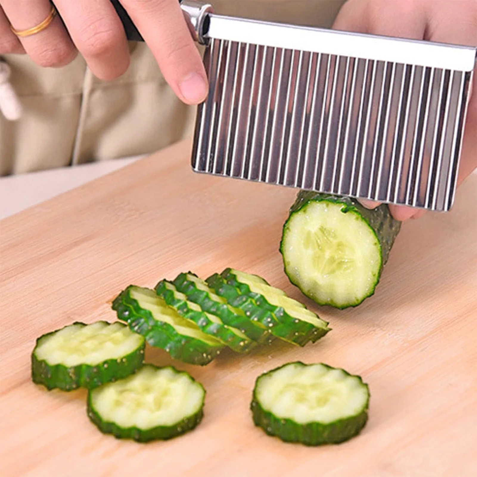 

Stainless Steel Wave Cutter Manual Potato Onions Crinkle Slicer For Kitchen Household Kitchen Cooking Tool