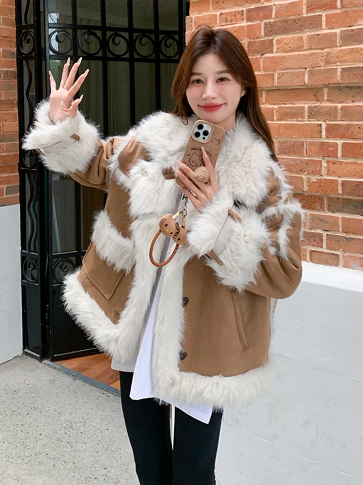 Корейская модная меховая верхняя одежда для женщин 2024 осень и зима новая