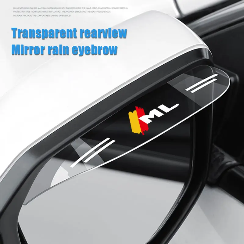 

2Pieces Car Flexible PVC Rearview Mirror Rain Shade For Mercedes Benz ML Logo Rainproof Blades Back Mirror Rain Eyebrow Cover