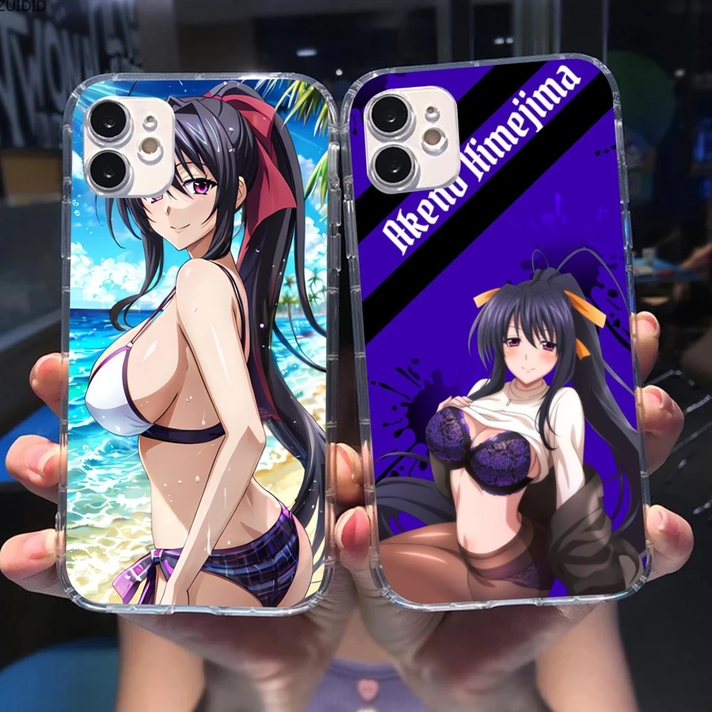 Школьный чехол DXD Akeno для сотового телефона iPhone 15 14 13 12 11 X XR XS 8 Pro Max Plus Mini прозрачный