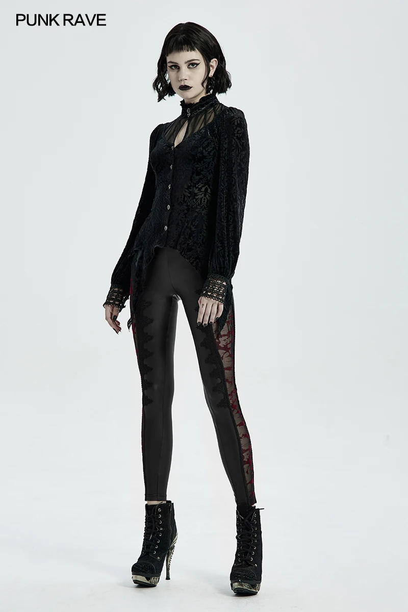 Женская готическая блузка в стиле Панк RAVE модная облегающая с длинным рукавом и