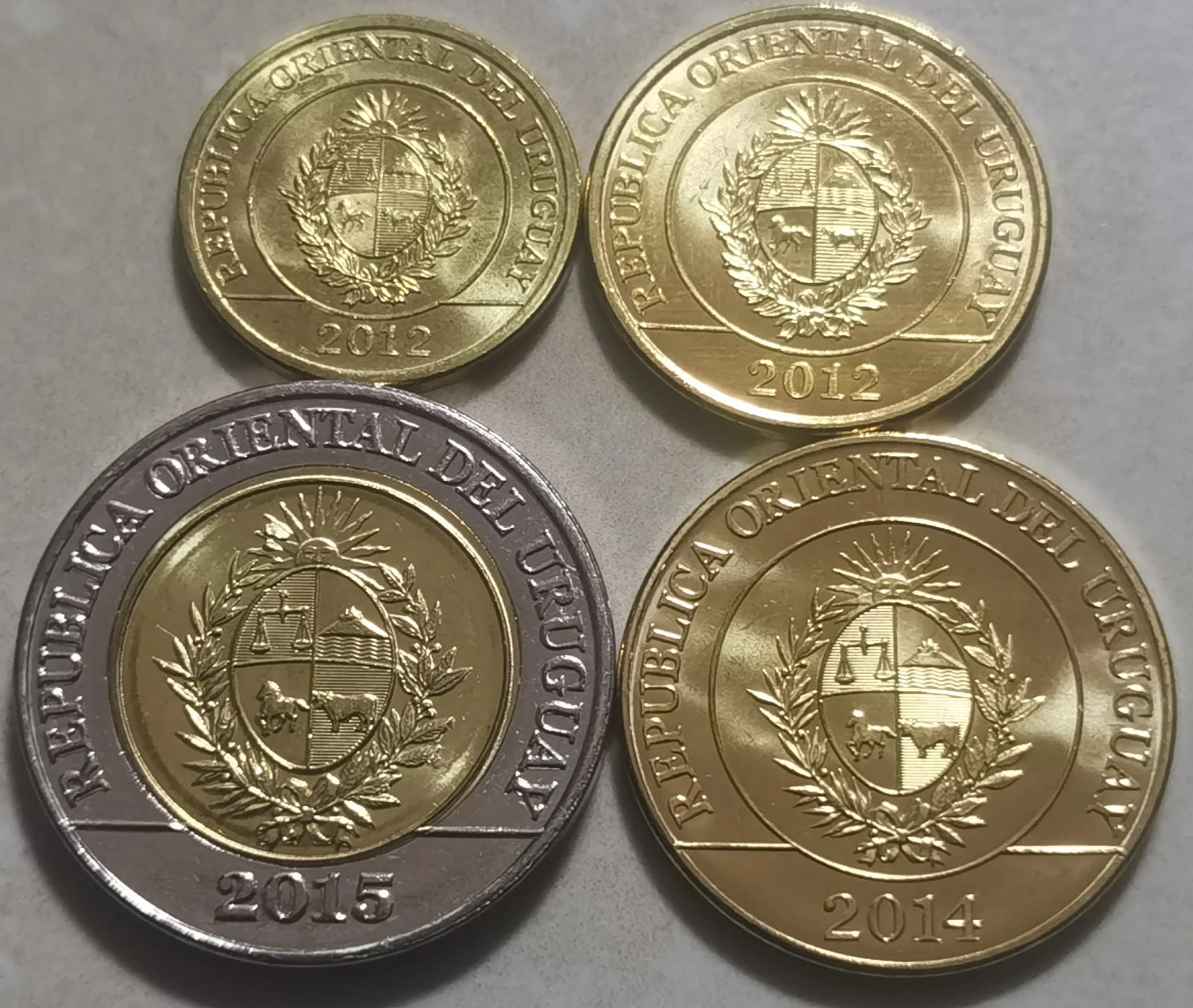 Uruguay 1+2+5+10 Peso Set 4PCS Coins | Non-currency