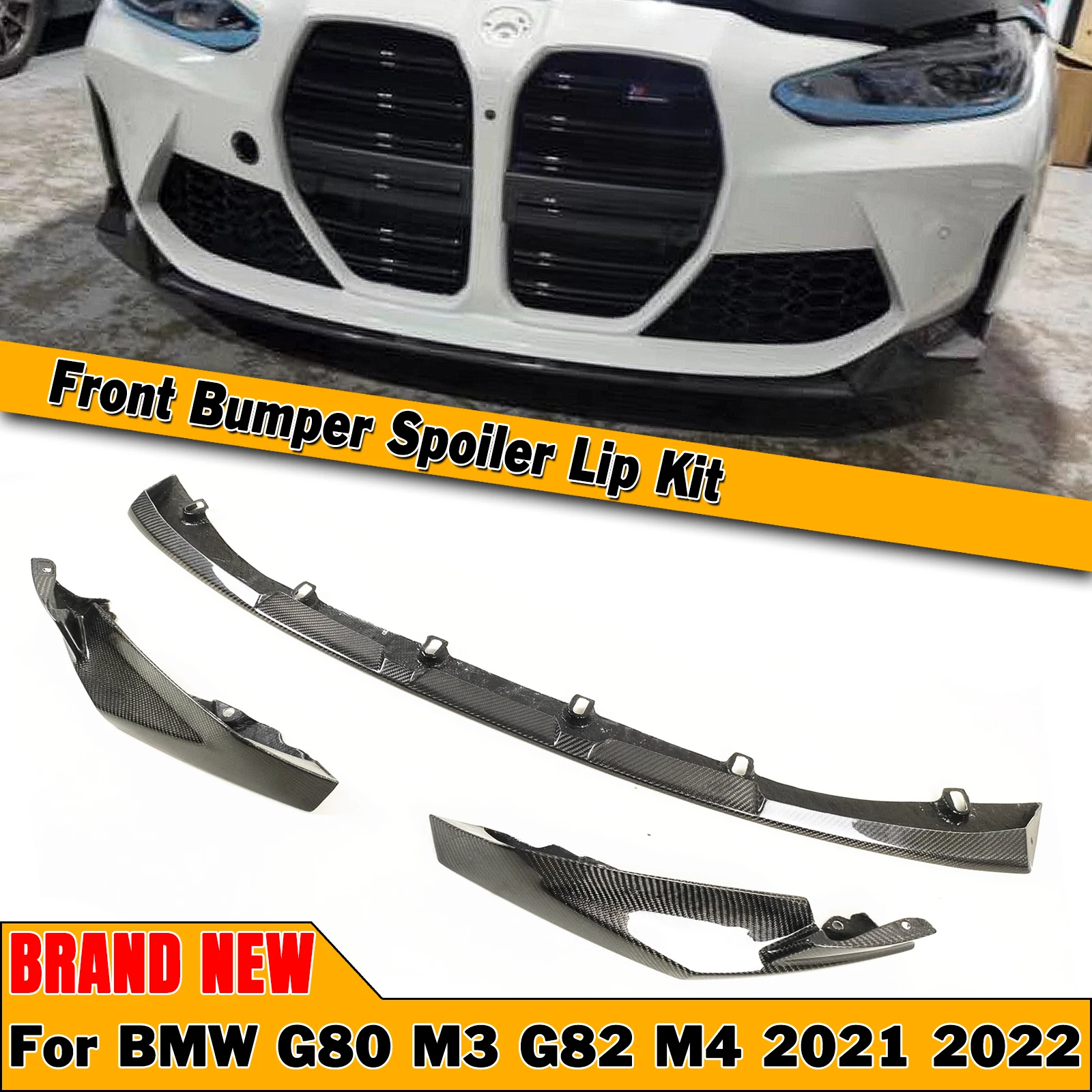 

Автомобильный передний бампер из углеродного волокна, спойлер, губа, нижний сплиттер автомобиля, защитная пластина, лезвие для BMW G80 M3 G82 M4 2021-2023