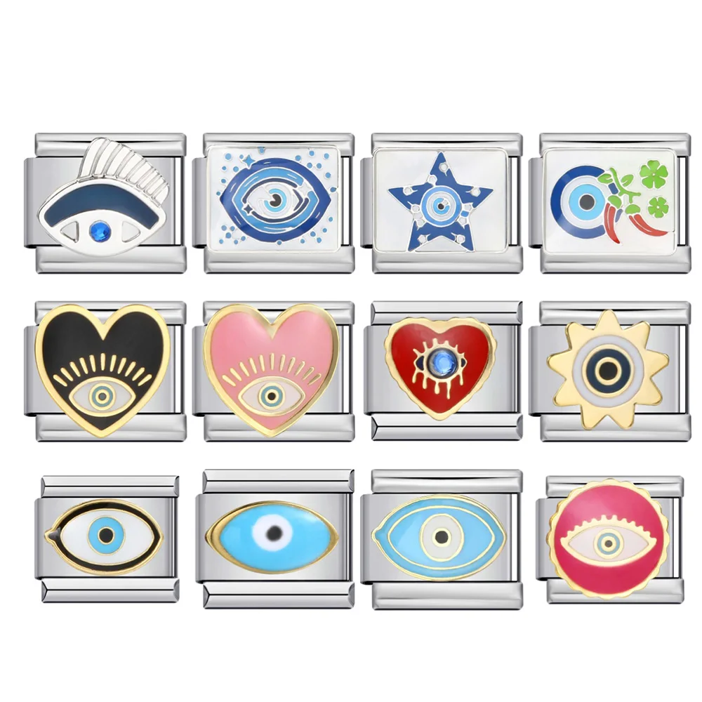 Модный дизайн Devil Eyes Fit 9 мм итальянский браслет из нержавеющей стали с подвесками