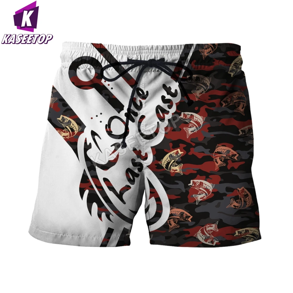 

Summer Chinook Fishing Salmon camo 3D Print Casual Shorts Men Beach Breathable Quick Dry Loose Shorts Men's Short Pants Couple 2