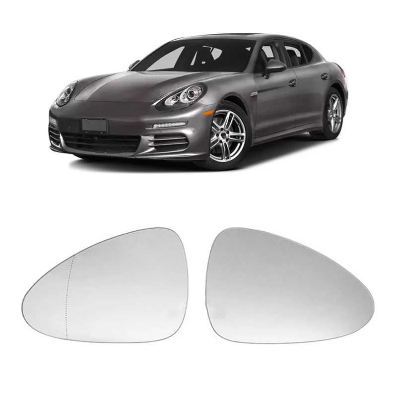 

2Pcs Door Wing Side Mirror Glass Heated With Backing Plate For -Porsche Panamera 2010-2016 97073103505 97073103809 L+R