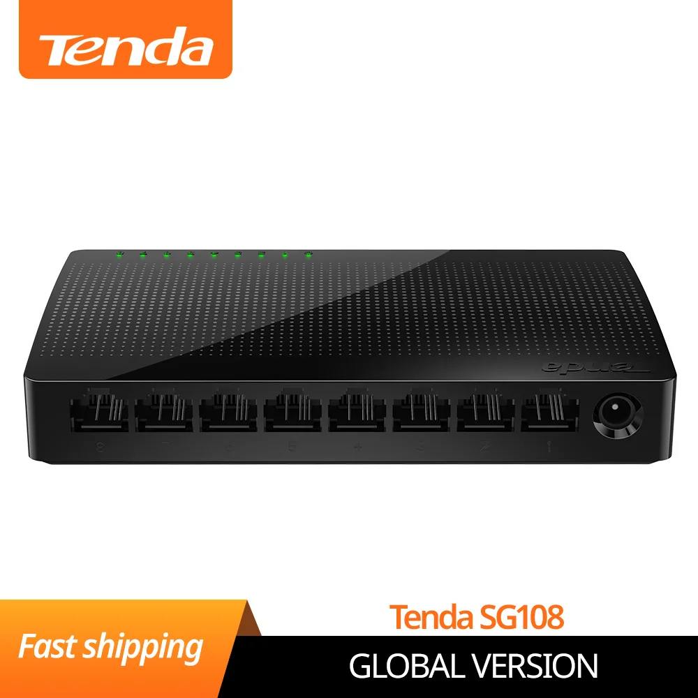 Настольный коммутатор Tenda SG108 Gigabit Mini с 8 портами хаб для быстрой локальной сети