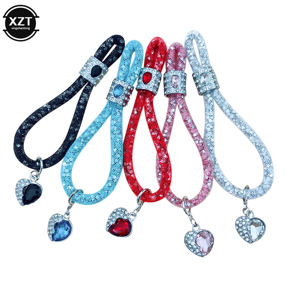 

Fashion Alloy Woven Keychain Glitter Rhinestones Braided Rope Keyring For Men Women Car Key Holder Charms Accessories Gifts