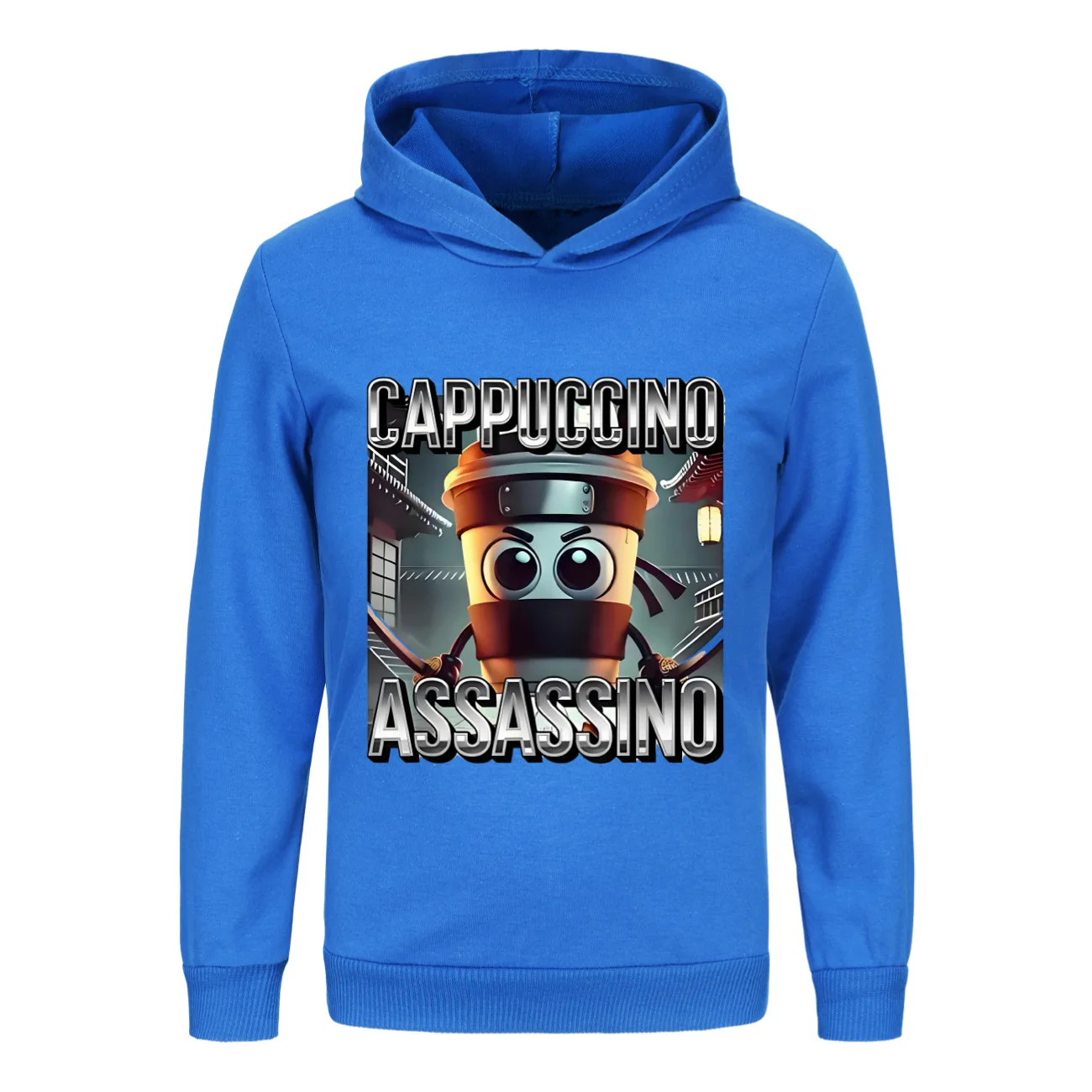 Фото Толстовка с капюшоном Cappuccino Assassino, детская итальянская одежда Brainrot для мальчиков, Tralalelo Tralala Tung Tung Tung Sahur, толстовки, верхняя одежда для девочек №1