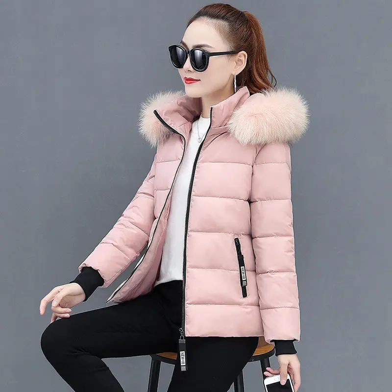 2022 New Winter korean Casual Parkas Jacket Women Fur Collar Hooded Basic Thicken Coat Female Warm Cotton Padded Outerwear M-4XL