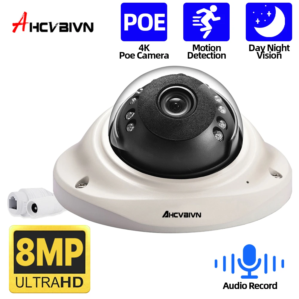 

8MP 4K IP Camera HD Vandal-proof Waterproof Outdoor Dome Camera Audio Record Motion Detection CCTV Cameras H.265