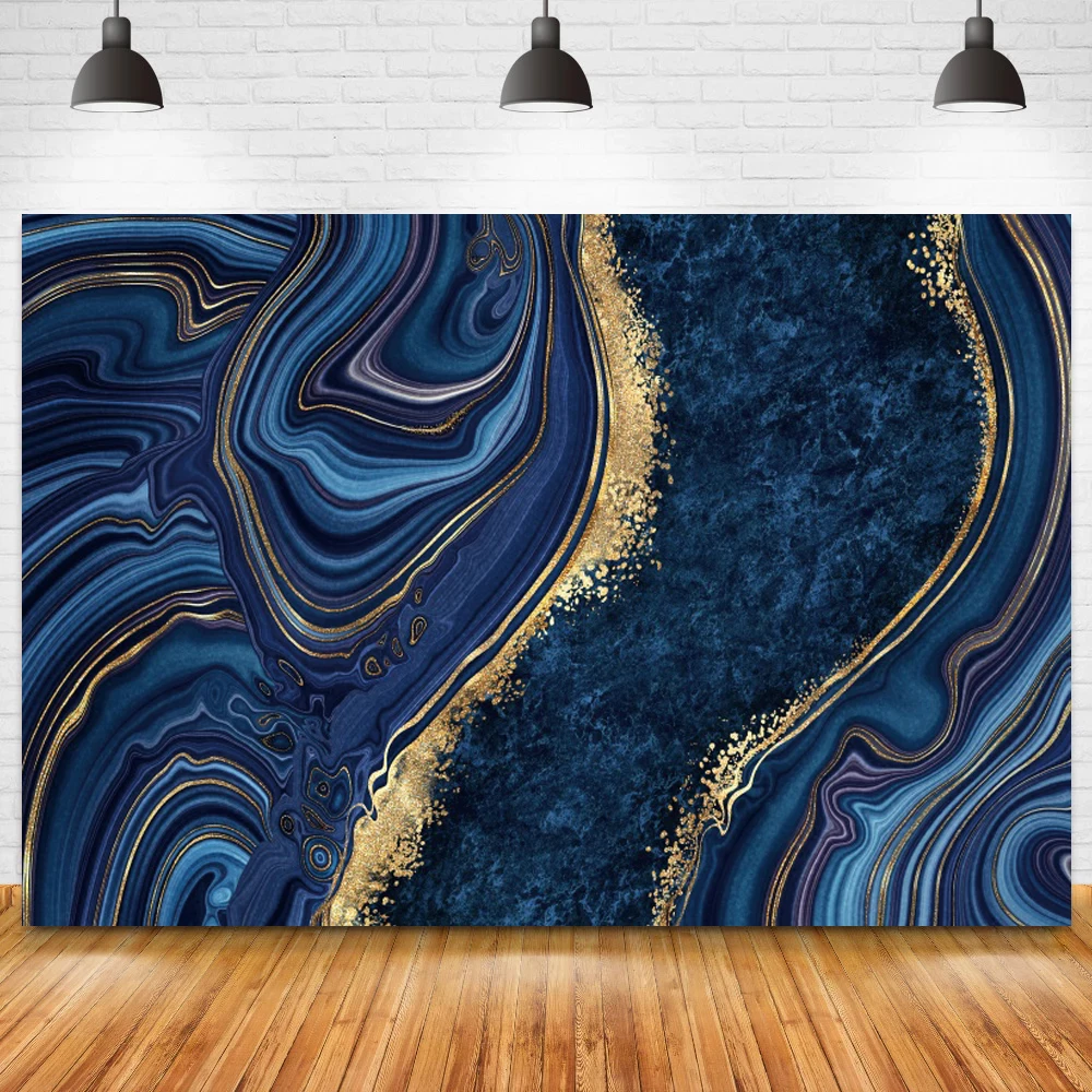 

Royal Blue Marble Surface Texture Photography Backdrop White Abstract Kids Birthday Portrait Background Baby Shower Photo