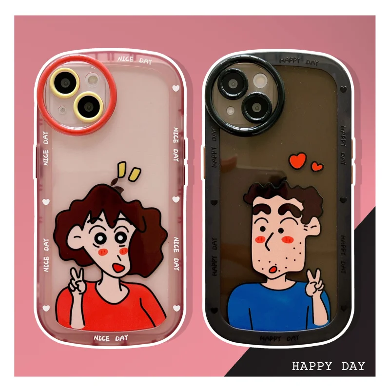 

BANDAI Crayon Shin-chan Miya & Hiroshi phone case for iPhone12 12Pro 12Promax 11 13 Pro 11Promax X XS MAX XR cover phone holder