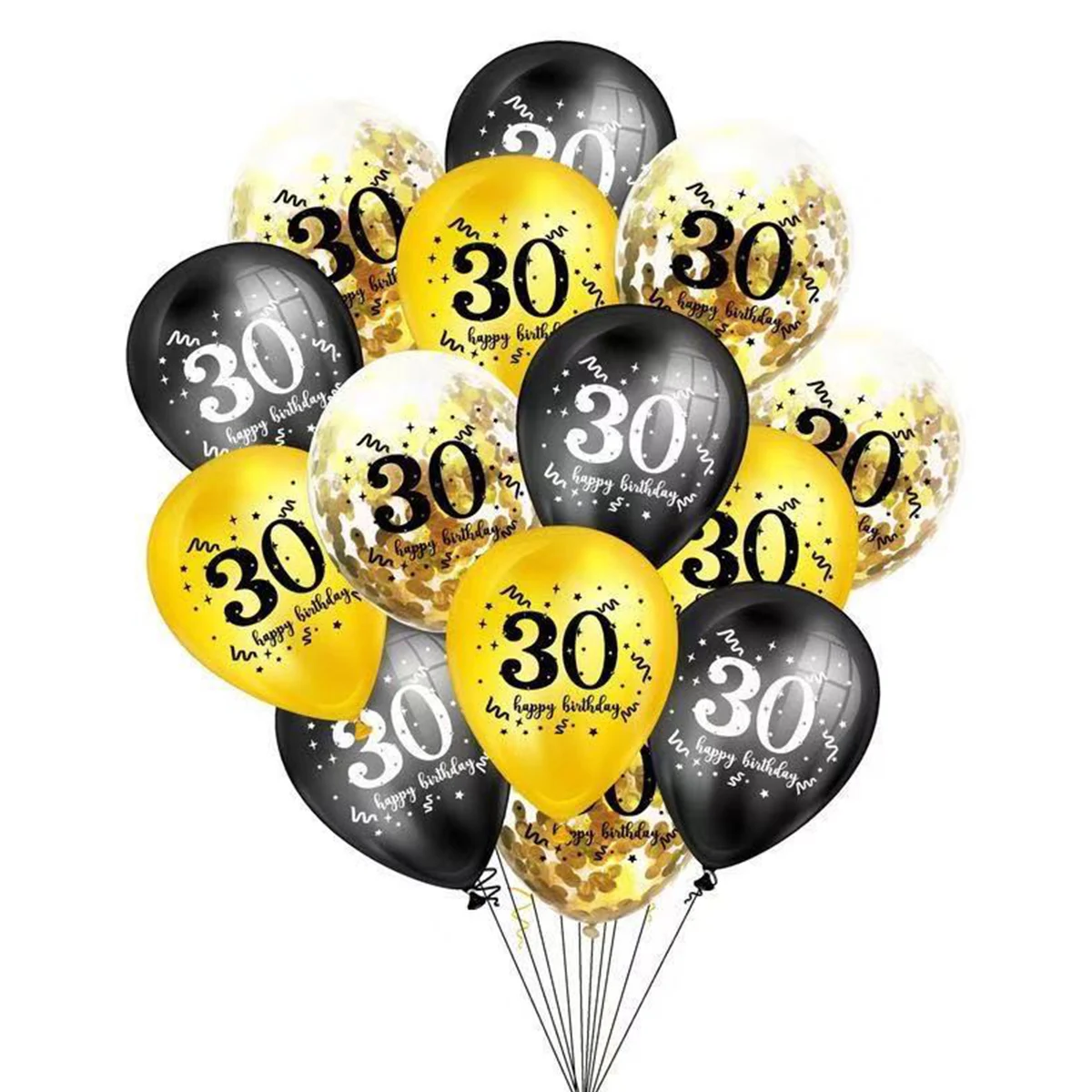 

15Pcs 50th 60th Birthday Balloon Kit for Men or Women Black and Gold Confetti Balloon Set Latex 50th Birthday Party Balloons