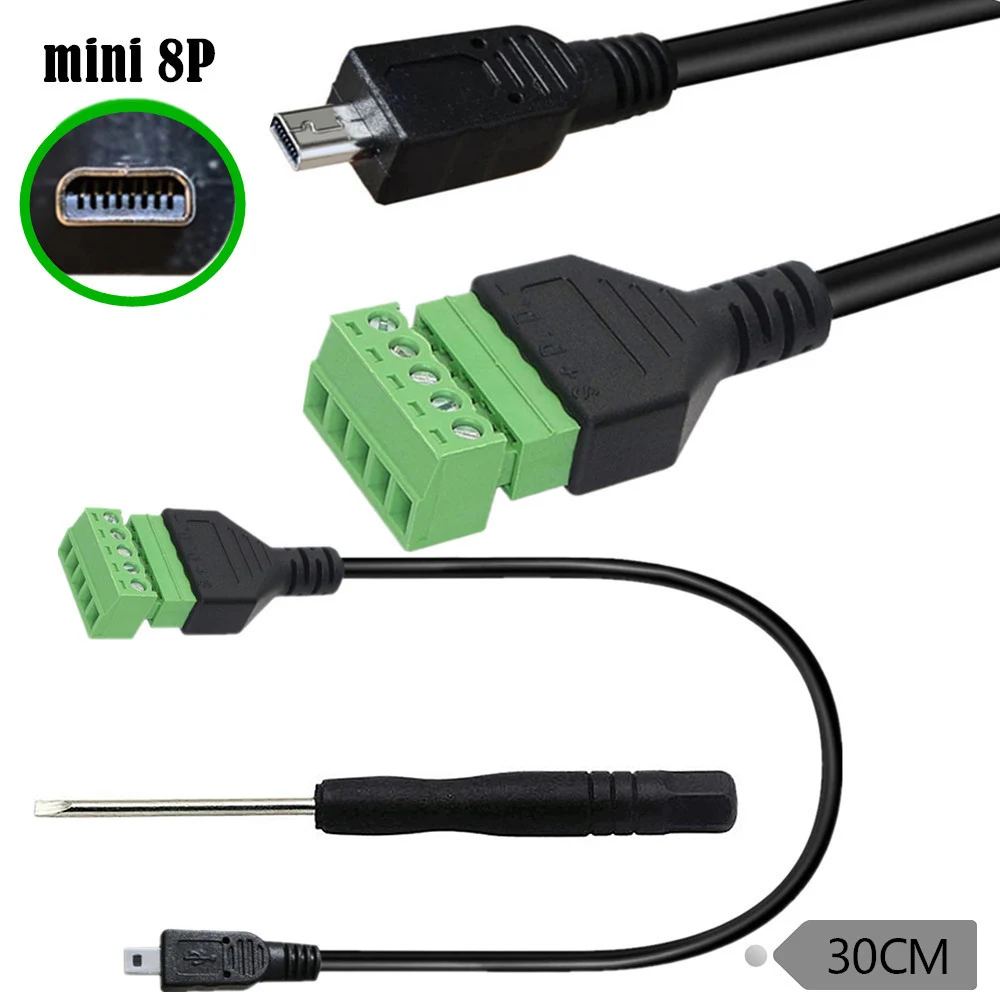 Мини-USB 8-контактный разъем с винтовой клеммной колодкой соединительный кабель на