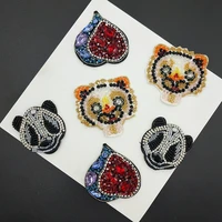 handmade rhinestone beaded sequin patchescrown tiger panda flower cool fashion sew on crystal pearl for clothes applique
