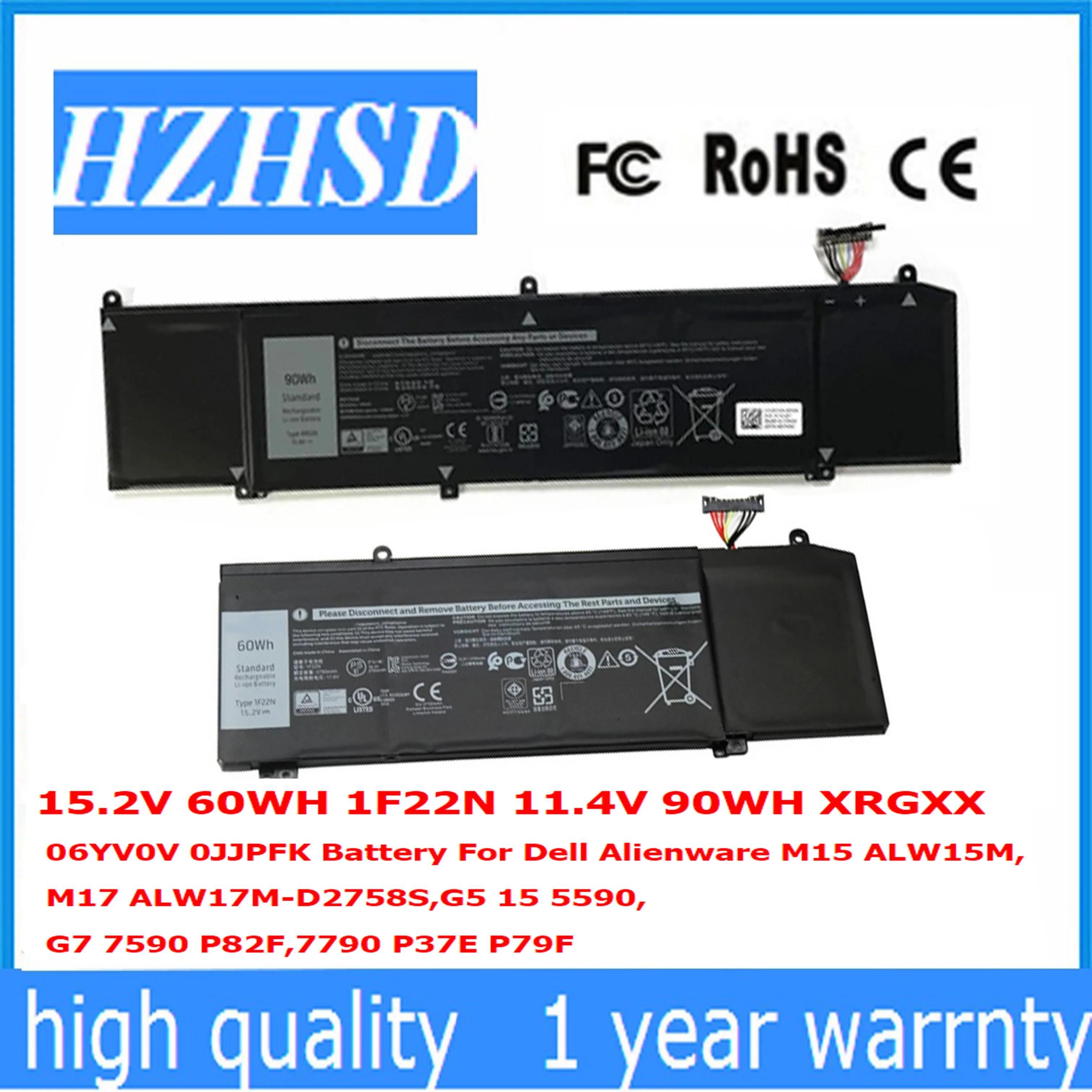 

Аккумулятор для Dell M15 ALW15M M17 ALW17M-D2758S,G5 15 15,2 G7 11,4 P82F, 5590 В, 60 Вт/ч, 1F22N, 7590 в, 90 Вт/ч, XRGXX, 06YV0V, 0JJPFK