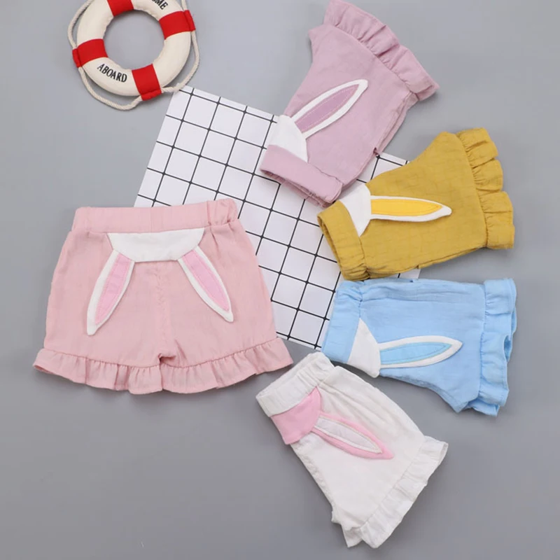 

Baby Summer Shorts For Girls Cotton Baby Kids Girl Short Pants 2022 New Solid Cute Cartoon Rabbit Ear Shorts Casual Outfit 0-3Y