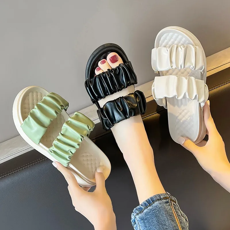 

Flat Shoes Female Ladies' Slippers Platform Slipers Women Low Luxury Slides Summer Girl 2022 Beach Soft Designer Rome Basic Fabr